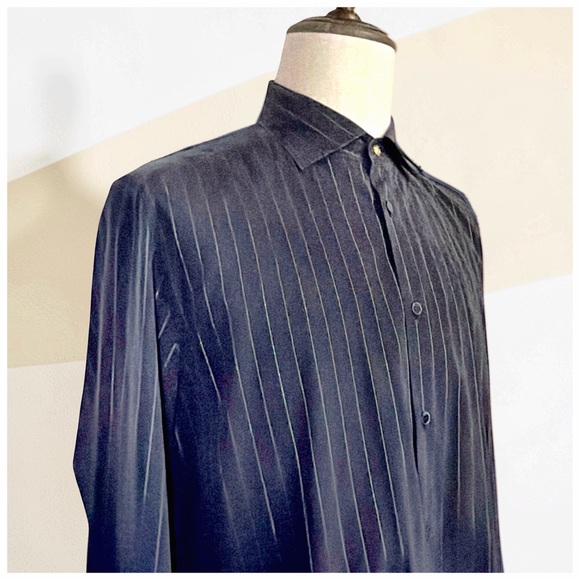 Versace Men’s Black Gold Pinstripe Dress Shirt | Medusa Buttons | Luxury | XL - Picture 8 of 14